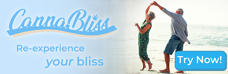 Still horizontal banner ad with a senior couple dancing on the beach
